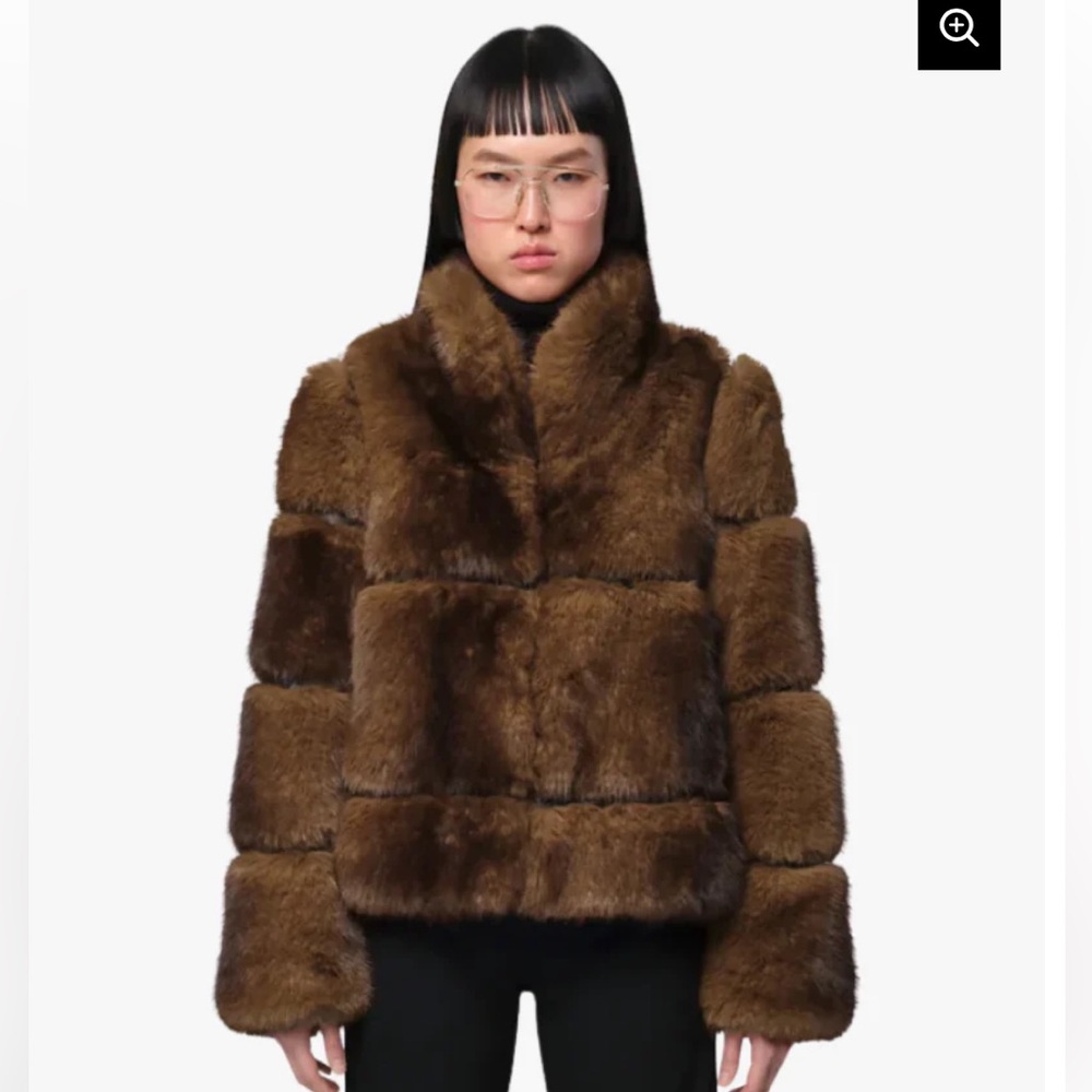 Apparis Faux Fur Coat in Brown